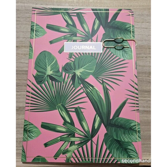 James Burke Notebook Journal Lined  7 x 10 in. Pink & Green W Pens And Holder - Picture 2 of 6